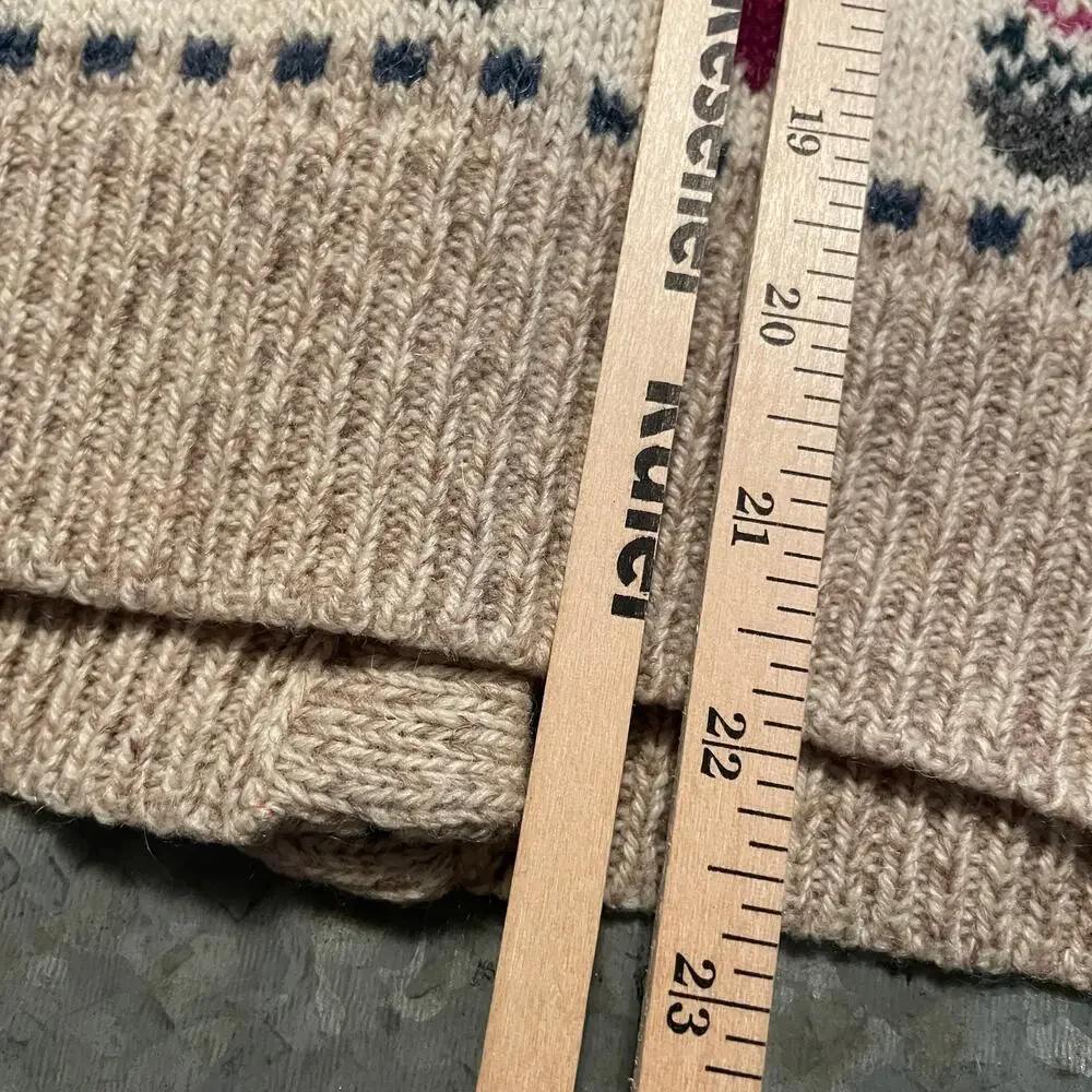 Vintage 90s Eddie Bauer Wool Heart Cardigan Sweater Medium Grandma Cottagecore - Picture 12 of 13